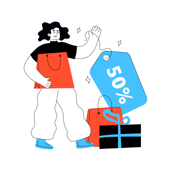 Shopping Discount, Shopping Sale, % Off, Hot Sale, Commerce illustration