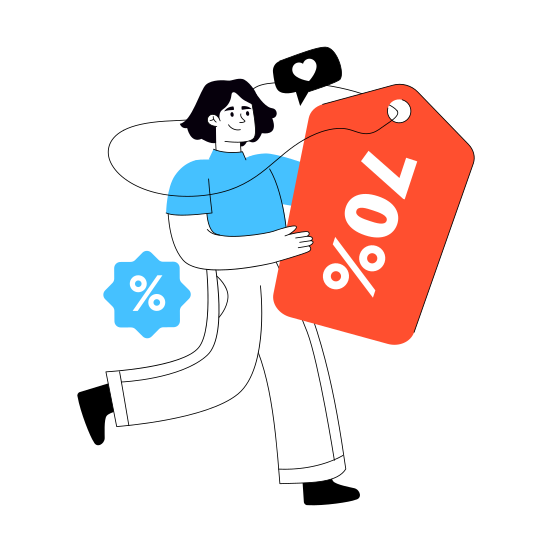 Shopping Discount, Shopping Sale, % Off, Sale Card, Commerce illustration