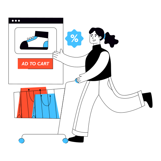 Web Shopping, Eshopping, Ecommerce, Shopping Website, Add To Cart illustration