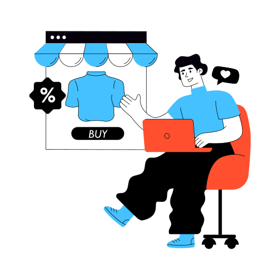 Web Shopping, Eshopping, Ecommerce, Shopping Website, Buy Shirt Online illustration