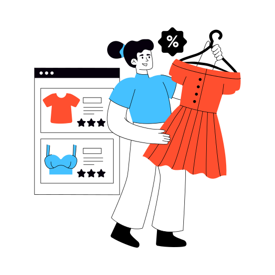 Web Shopping, Eshopping, Ecommerce, Shopping Website, Shopping Option Selection illustration