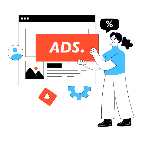 Ads Posting, Web Ad, Advertising Website, Advertising Webpage, Online Ads illustration