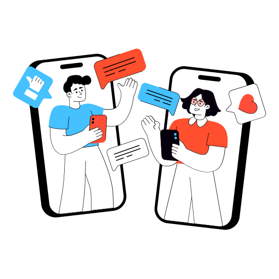 Mobile Chatting, Mobile Communication, Conversation, Discussion, Negotiation illustration