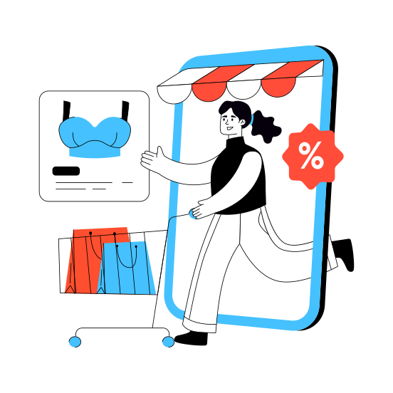 Mobile Shopping Discount, Buy Online, Mobile Shopping App, Eshopping, Mcommerce illustration