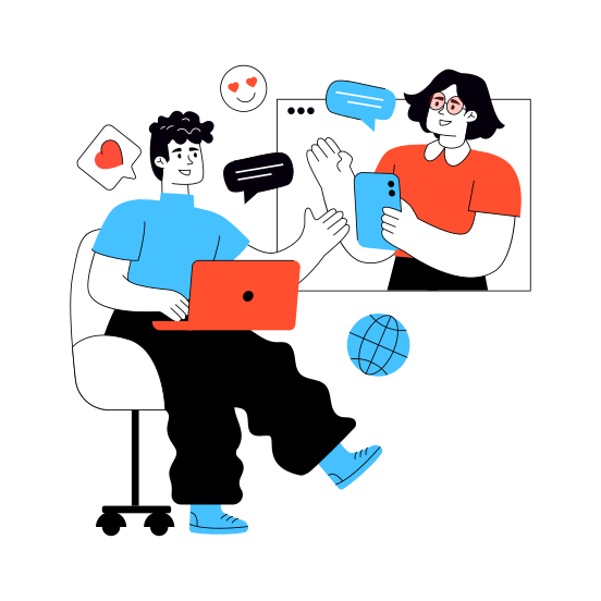 Online Meeting, Online Chatting, Online Communication, Online Conversation, Online Discussion illustration