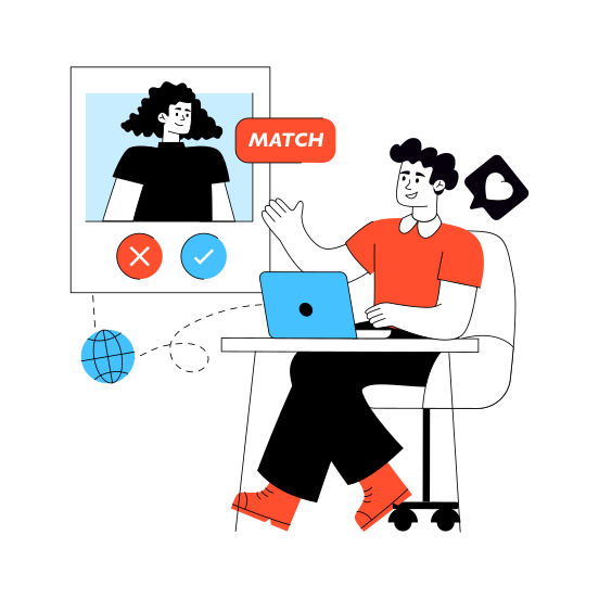 Online Profile Checking, Verified Profile, Verified Account, Online Match, Verified User illustration