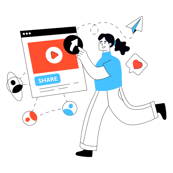 Share Video, Online Video, Video Streaming, Play Video, Multimedia illustration