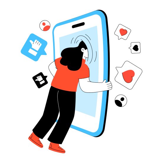 Social Media Addiction, Social Media Craving, Mobile Social Media, Social Media User, Phone Addiction illustration