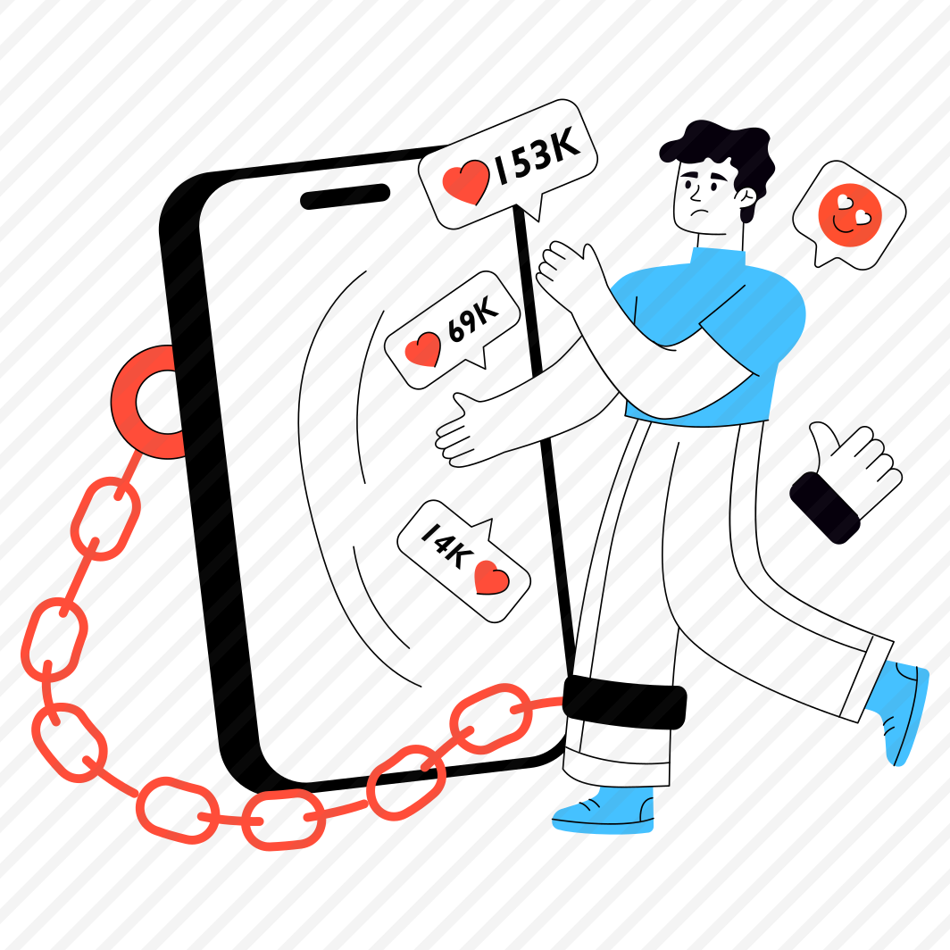 Social Media Addiction, Social Media Craving, Mobile Social Media, Social Media User, Phone Addiction,icons preview