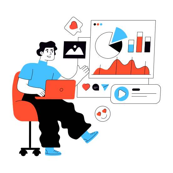 Social Media Analytics, Infographic, Statistics, Social Media Data, Social Media Chart illustration