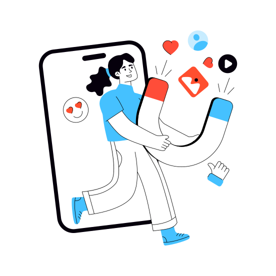 Social Media Attraction, Social Media Appeal, Inbound Social Media, Social Media App, Online Attracting Media illustration