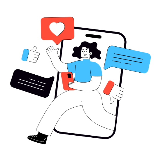 Social Media Feedback, Social Media Likes, Social Media Comments, Social Media Response, Social Media Reviews,icons illustration