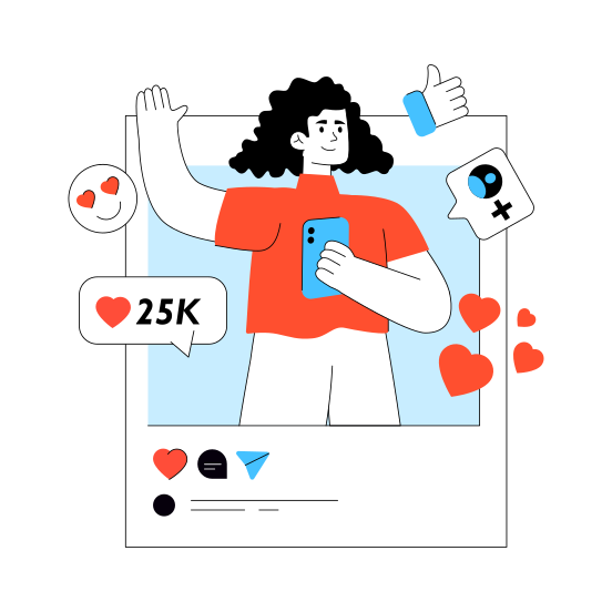 Social Media Influencer, Social Media Supporter, Social Media Motivator, Social Media Inspirer, Social Media Campaigner illustration