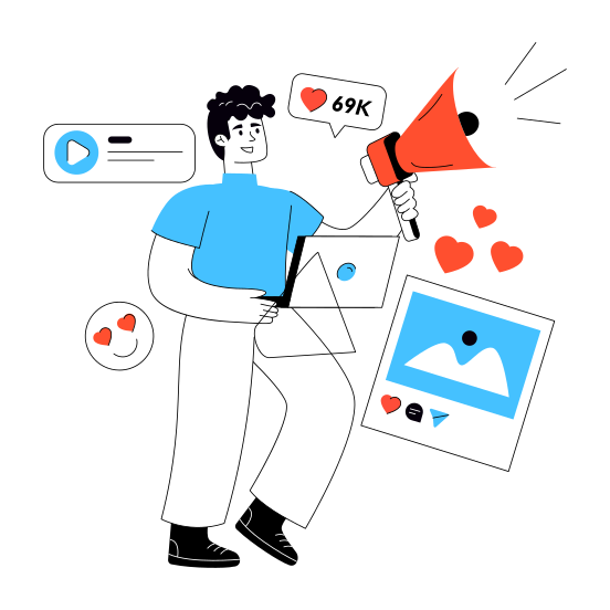 Social Media Promotion, Publicity, Campaign, Announcement, Social Media Manager illustration