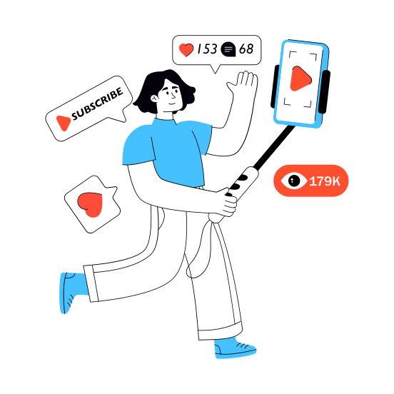Video Blogger, Vlogger, Making Video, Social Media Likes, Social Media Views illustration