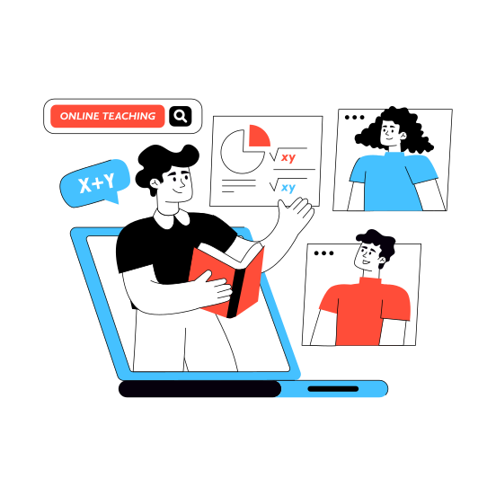 Online Teaching, Online Class, Online Lecture, Online Tutor, Online Teacher illustration