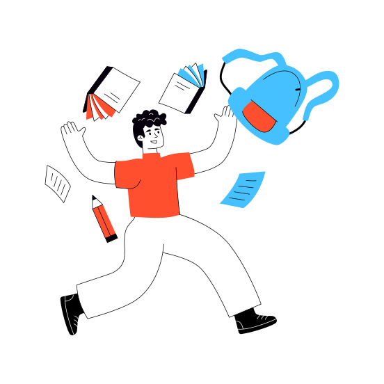 Throwing Books, Crazy Student, Excited Student, Happy Student, Student Jumping illustration