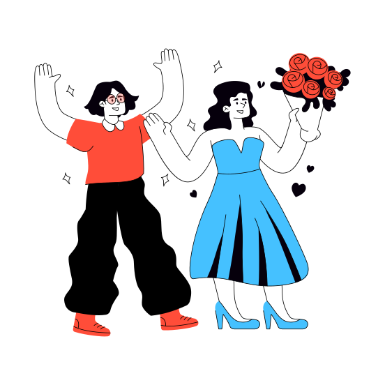 Celebrating Valentine's Day, Happy Valentine's Day, Valentine's Day Celebration, Couple, Twosome illustration
