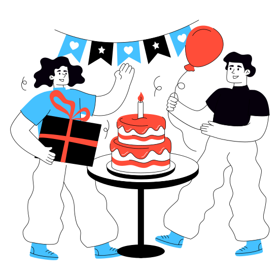 Party Cake, Edible, Birthday Party, Candle Cake, Bakery Item, illustration