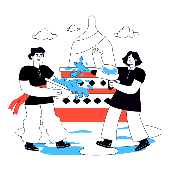 Songkran Festival, Event Celebration, Water Splashing Event, Indonesia Festival, Festivity illustration