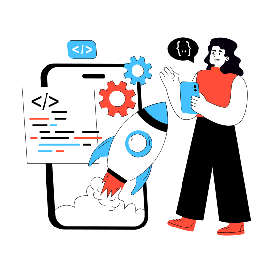 App Launch, App Startup, App Initiation, App Commencement, Mobile Application illustration