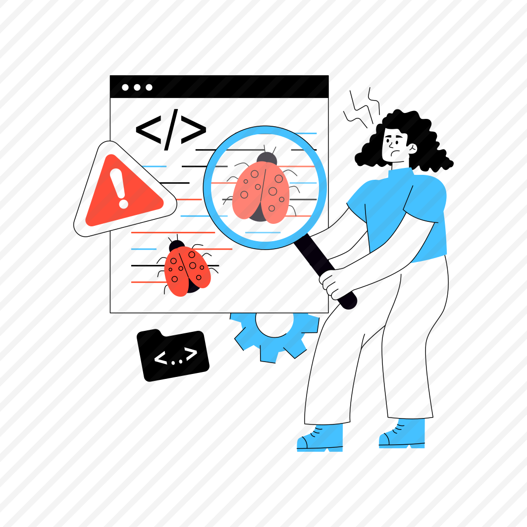 Bug Testing, Bug Analysis, Debugging, Search Bug, Search Virus, preview