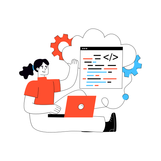Cloud Coding, Cloud Programming, Cloud Development, Cloud Management, Cloud Technology illustration