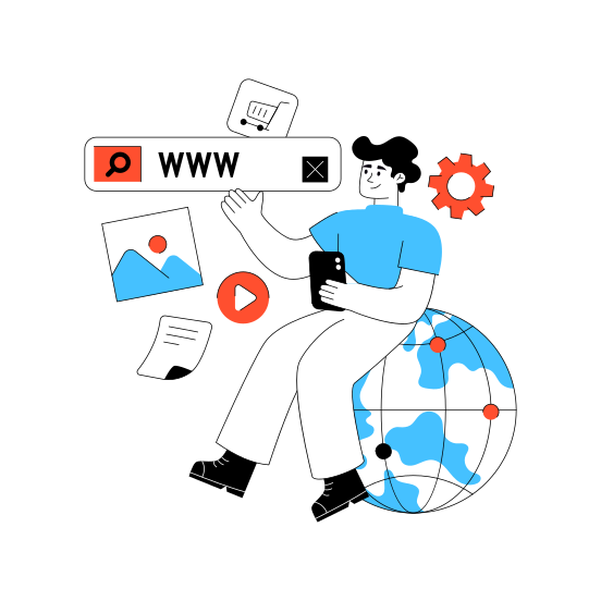Surfing Internet, Browsing, Www, Search Bar, Network Management illustration