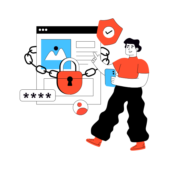 Web Security, Web Protection, Secure Website, Web Safety, Encrypted Website, illustration