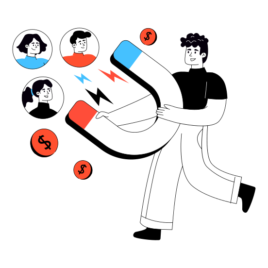 Attract Customers, Attract Consumers, Appeal Customers, Appeal Consumers, Attract Persons illustration