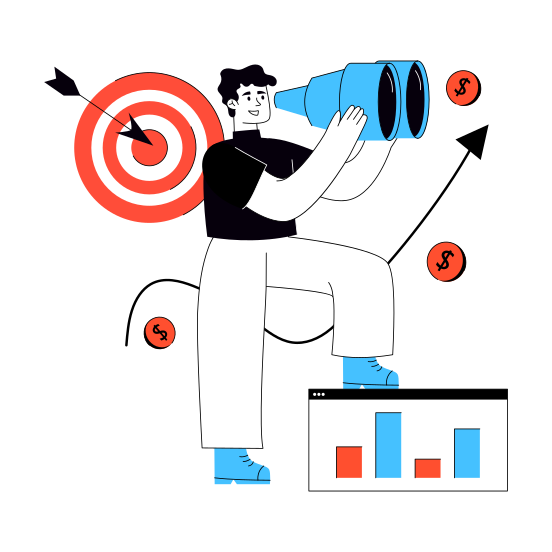 Business Foreseeing, Business Vision, Business Future, Business Prediction, Business Forecast illustration