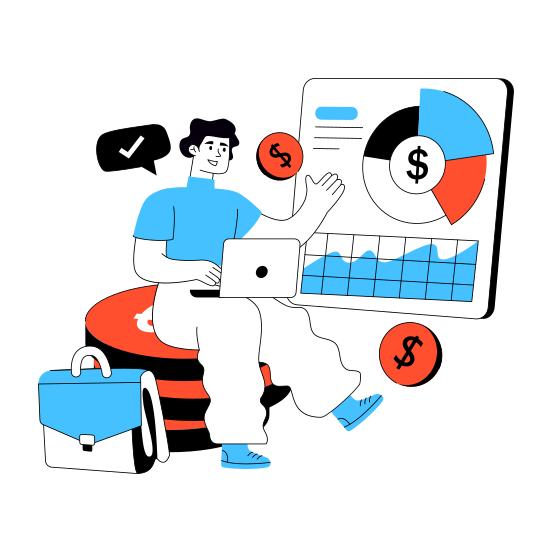 Finance Manager, Financial Presentation, Graphical Representation, Statistics, Infographic, illustration