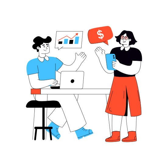 Financial Talk, Communication, Negotiation, Conversation, Financial Discussion illustration