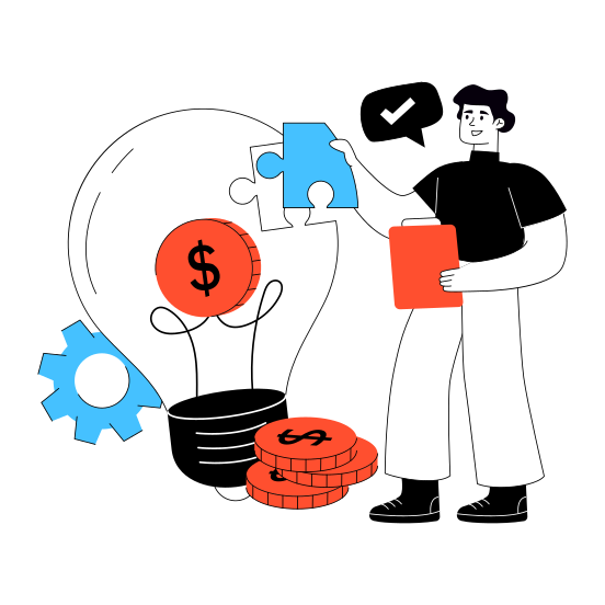 Investment Idea, Creative Idea, Innovation, Bright Idea, Financial Solution illustration