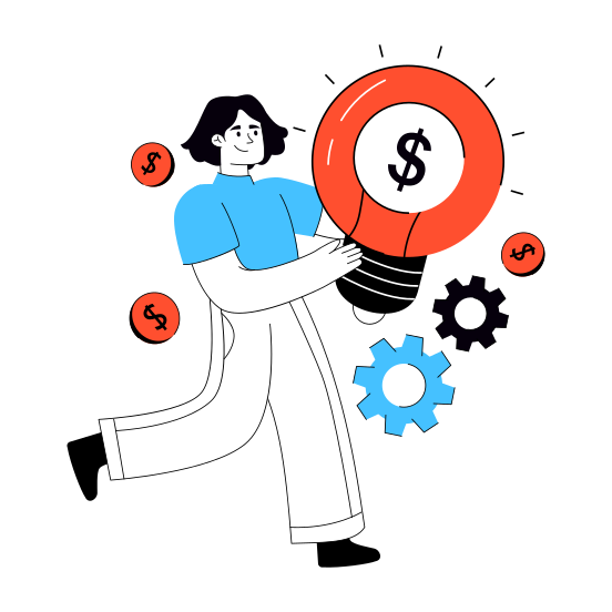 Investment Idea, Creative Idea, Innovation, Bright Idea, Money Idea illustration