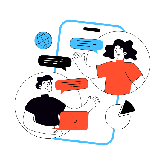 Online Chatting, Online Message, Online Communication, Online Conversation, Online Discussion illustration