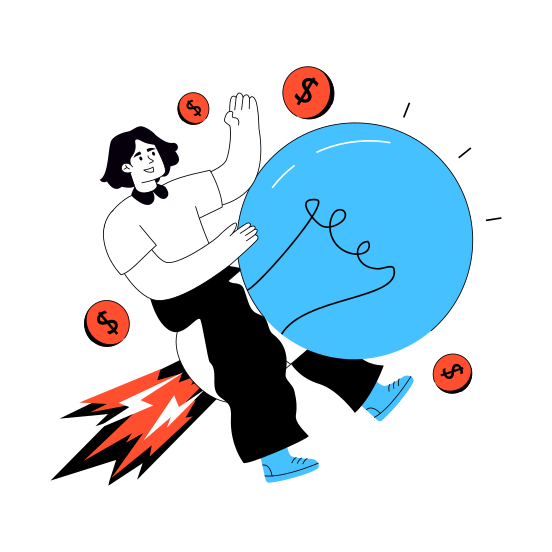 Startup Idea, Creative Idea, Innovation, Bright Idea, Launch Idea illustration