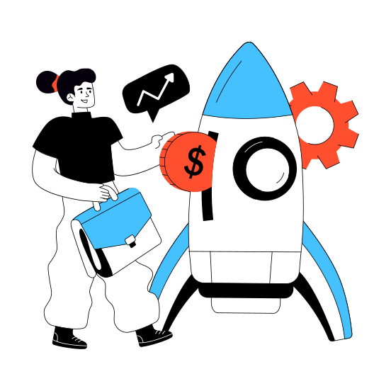 Startup Management, Startup Development, Launch Management, Launch Development, Startup Setting illustration