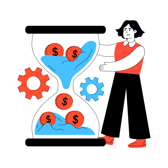 Time Is Money, Business Time, Efficiency, Productivity, Investment Time, illustration
