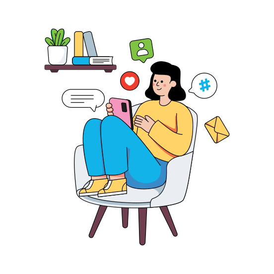 Addicted To Social Media, Using Phone, Social Media Network, Social Media Platform, Addicted To Phone, illustration