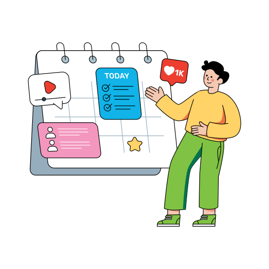 Content Schedule, Content Plan, Calendar, Daybook, Datebook, illustration