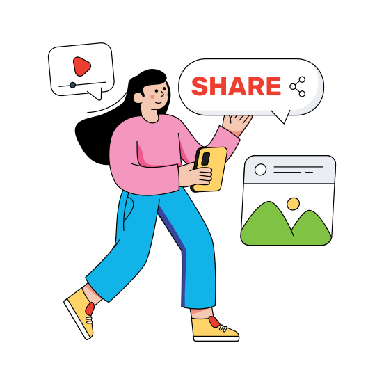 Content Sharing, Article Sharing, Video Sharing, Sharing Media, Ux, illustration