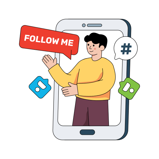 Follow Me, Social Media, Social Network, Social Platform, Social Community , illustration