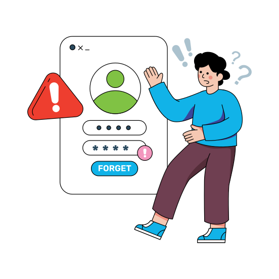 Forgot Login Password, Forgot Login Passcode, Profile Password, Login Error, Sign In Error , illustration