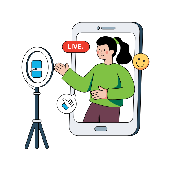 Live Streaming, Live Video, Social Media Streaming, Online Streaming, Streaming Video , illustration