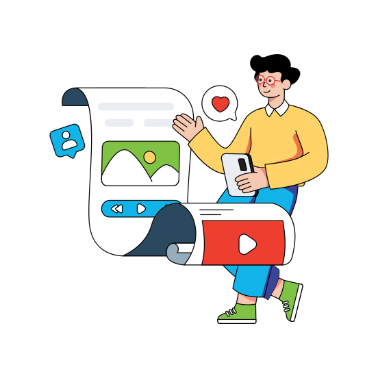 Social Media Content, Video Content, Social Media Network, Social Media Platform, Media Content , illustration