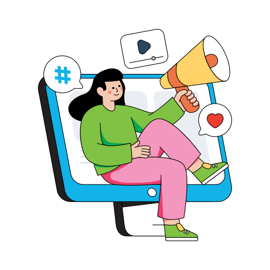 Social Media Influencer,publicity, Campaign, Social Media Marketing, Promotion, illustration