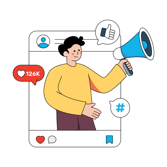 Social Media Influencer, Social Media Marketing, Promotion, Publicity, Campaign, illustration