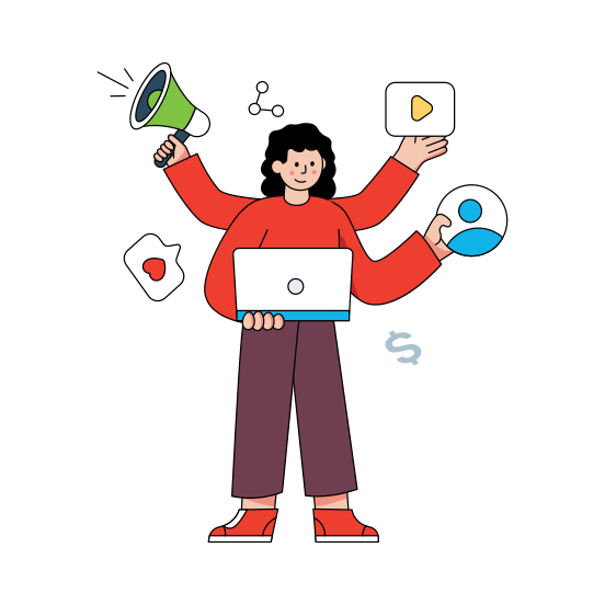 Social Media Manager, Social Media Promotion, Social Media Publicity, Social Media Campaign, Social Media Marketing , illustration