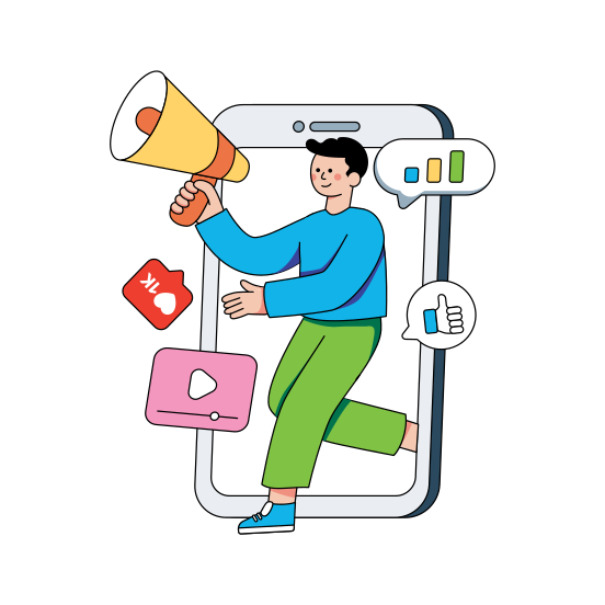 Social Media Marketing, Social Media Promotion, Social Media Publicity, Social Media Campaign, Social Media Announcement , illustration